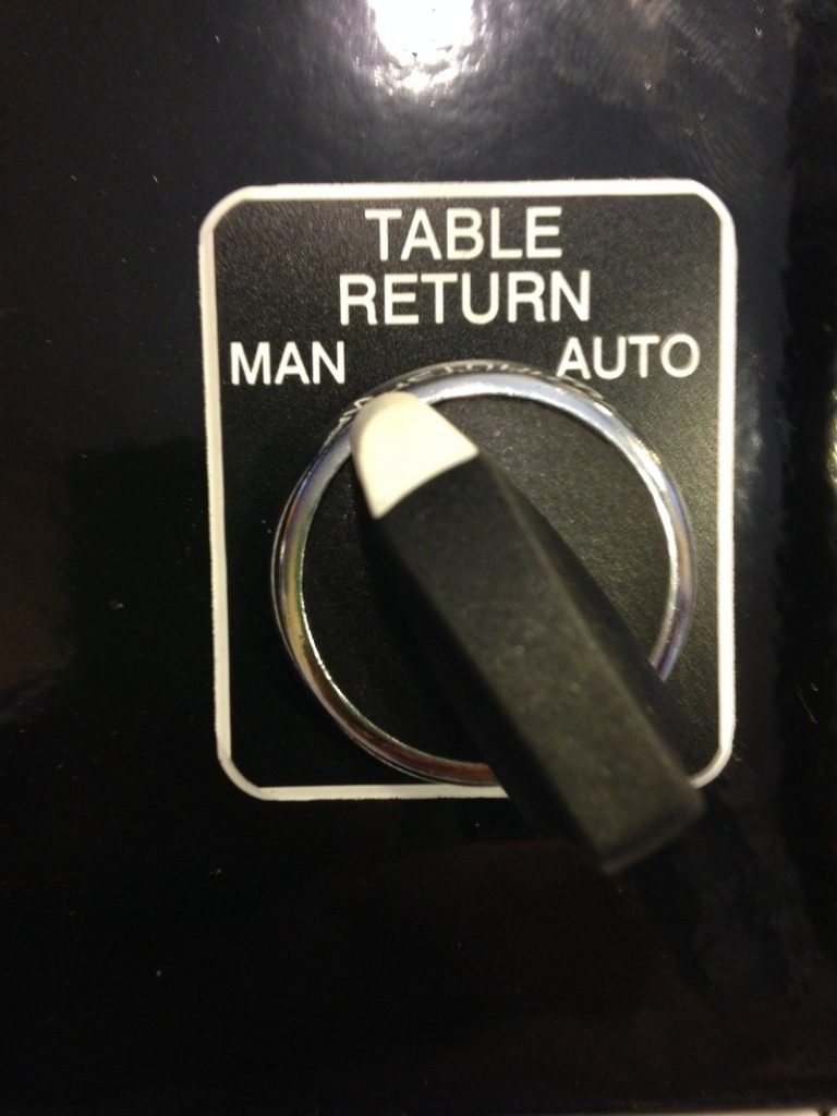 Auto/Manual Table Return Switch